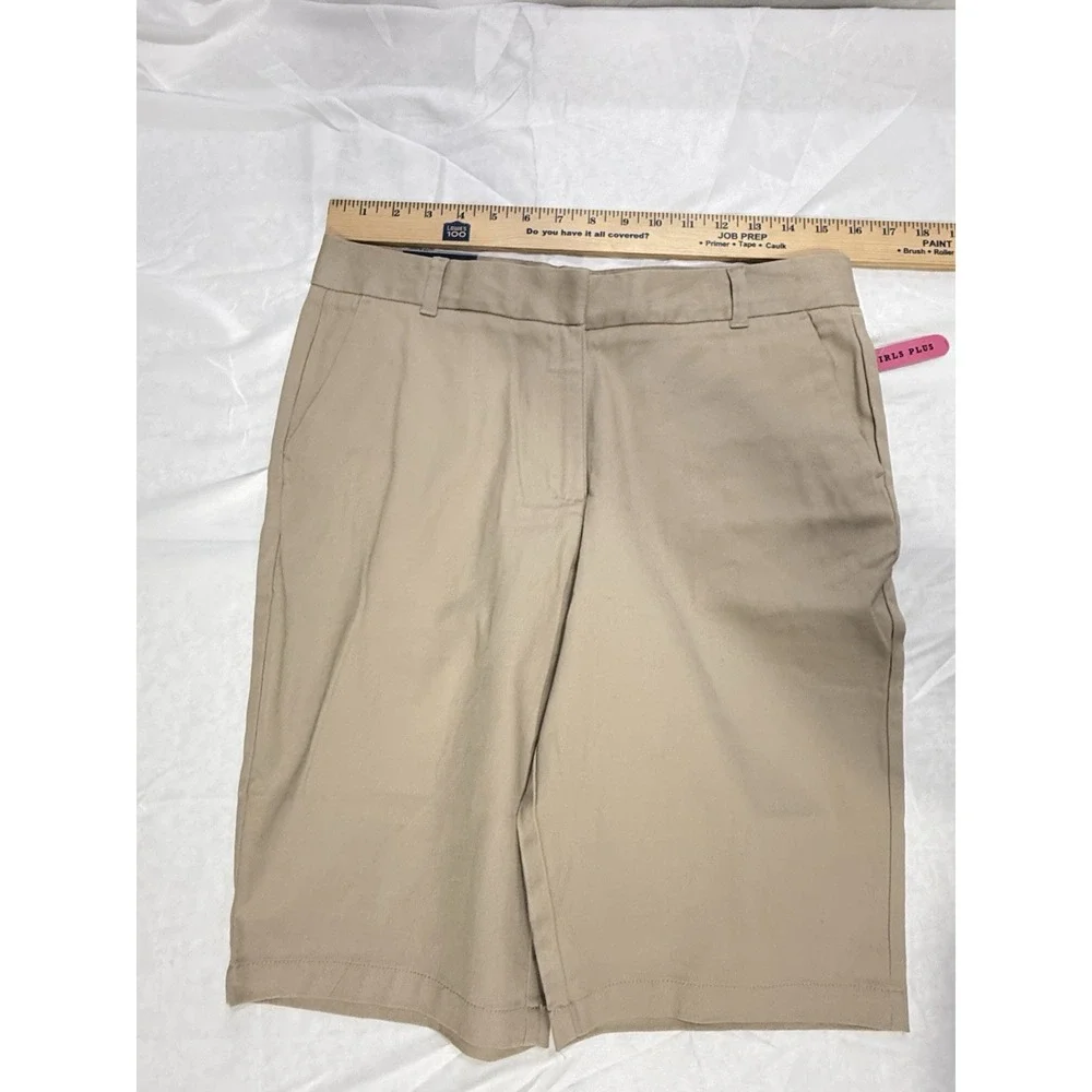 NWT  IZOD Approved‎ School Wear Girls Shorts SZ 16.5 Plus Khaki adjustable Waist